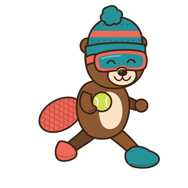 The Isar beaver, isarplay's mascot, in a teal beanie